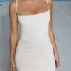 Ruched Bodycon Mini Dress In Oyster White -Glam Dress Store 1811 oysterwhite edit2 main