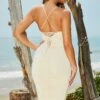 Just A Dream Strappy Ruched Midi Dress In Cream 2 Just A Dream Strappy Ruched Midi Dress In Cream -Glam Dress Store 2208 9 just a dream cream ruched lace up back midi dress