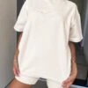 Here’s The Tee Oversized T-Shirt Dress In Cream -Glam Dress Store 2948 cream top front 1
