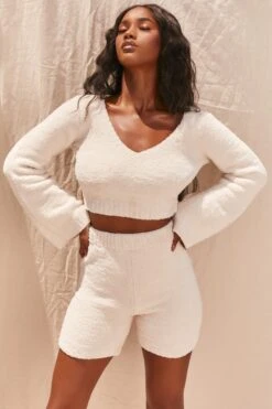 Wide Sleeve Cosy Lounge Top In Ivory -Glam Dress Store 2993 1 easy does it ivory over sized deep v wide sleeve crop top high waisted cycling shorts cosy two piece 32507cd9 c419 4e19 87e0 5dcdd702ed33