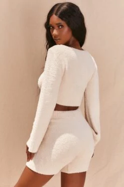 Wide Sleeve Cosy Lounge Top In Ivory -Glam Dress Store 2993 8 easy does it ivory over sized deep v wide sleeve crop top high waisted cycling shorts cosy two piece