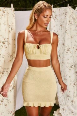 Crinkle Mini Skirt In Yellow