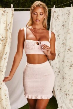 Crinkle Mini Skirt In Pink -Glam Dress Store 3189 4 two to tango pink shirred ruffled ruched two piece set 2 6f9fa48a 433e 4e43 963d 7c1da59ad8d7
