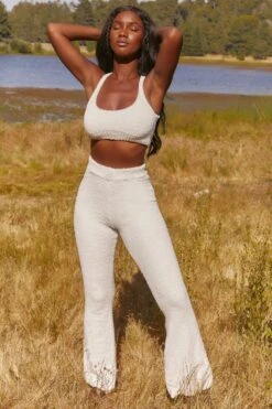 Cosy Scoop Neck Crop Top In White