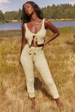 Cosy Tie Front Crop Top In Yellow -Glam Dress Store 3338 cute doing nothing 3342 lounge club 4 yellow tie front cosy lounge crop top leggings two piece set d90db9b5 9a55 4ad9 9d78 82fe3de48be1