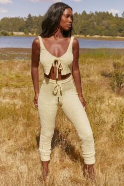 Cosy Tie Front Crop Top In Yellow -Glam Dress Store 3338 cute doing nothing 3342 lounge club 5 yellow tie front cosy lounge crop top leggings two piece set b217f3d0 93b5 414c 9156 5b8b6a0cc464