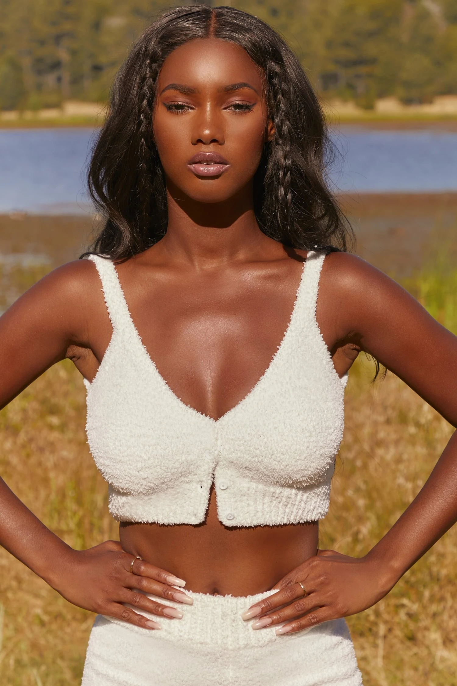 Cosy Button Front Crop Top In White 10 Cosy Button Front Crop Top In White - Image 9