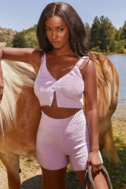 Cosy Button Front Crop Top In Lilac -Glam Dress Store 3343 happy place 3339 me time 3 lilac button front strap v neck crop top high waist shorts cozy lounge set 2 17659c8c 4b97 45d4 ae7d 0a268abf5c1f