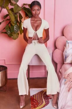 Laid Back Wide Leg Trousers In Cream