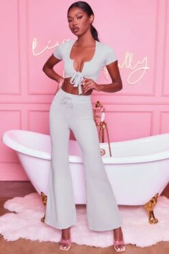 Laid Back Wide Leg Trousers In Grey -Glam Dress Store 3401 take the plunge 3097 laid back 4 grey tie front crop top wide leg trousers lounge two piece 3 8a7be423 9506 4c7b 8aa9 58ec64464832