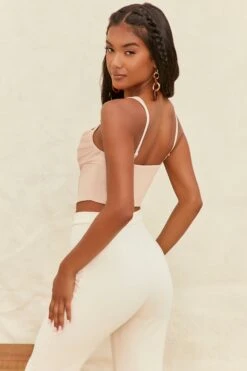 Cowl Neck Mesh Crop Top In Beige -Glam Dress Store 3744 8 turning point beige mesh gathered ruched bust crop top