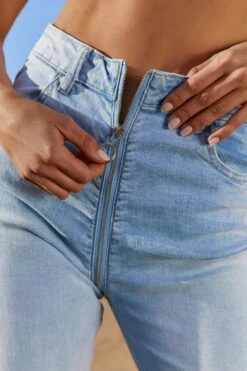 Tall High Waisted Flared Leg Jeans In Light Blue Wash -Glam Dress Store 3957 6 flare for you light blue high waisted long zip flared jeans