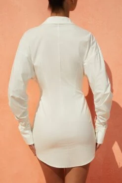 Relaxed Shirt Dress In Ivory 8 Relaxed Shirt Dress In Ivory -Glam Dress Store 4159 10 in the hamptons ivory button up long sleeved mini shirt dress 4