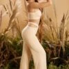 Cut Out Wide Leg Trousers In Beige -Glam Dress Store 4221 4238 6 curve appeal beige crop top take notice cut out flared trouser 1