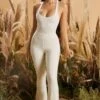 Figure You Out Split Hem Leggings In Ivory 2 Figure You Out Split Hem Leggings In Ivory -Glam Dress Store 4223 4232 9 in a twist ivory bodycon bodysuit figure you out flared bottoms 1