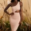 One Shoulder Asymmetric Midaxi Dress In Blush 1 One Shoulder Asymmetric Midaxi Dress In Blush -Glam Dress Store 4231 1 one sided blush asymmetric cut out one shoulder midi dress