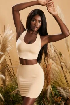 Bodycon Mini Skirt In Beige