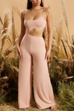 Full Focus Cut Out Wide Leg Jumpsuit In Blush -Glam Dress Store 4240 5 full focus blush cut out wide leg jump suit