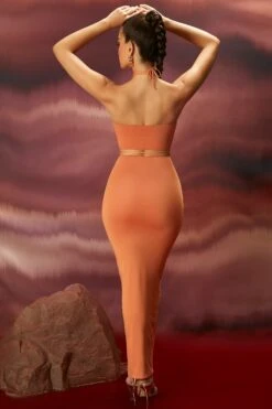 Keyhole Halter Neck Crop Top In Caramel -Glam Dress Store 4296 4291 6 1 1