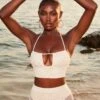 Beaded Crochet Crop Top In Ivory -Glam Dress Store 4370 7 sheer for you ivory pearl embelllished cut out crop top sheer beach trousers 1