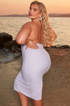 Crochet Plunge Neck Midi Dress In Lilac 21 Crochet Plunge Neck Midi Dress In Lilac -Glam Dress Store 4372 3 azure lilac halter neck plunge bust flattering midiaxi dress 1