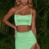 Asymmetric Side Split Mini Skirt In Mint -Glam Dress Store 4398 1 rule breaker mint embellished cross over strappy crop top split side mini skirt co ord set 1