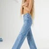 Petite Cut Out Wide Leg Jeans In Medium Blue Wash 1 Petite Cut Out Wide Leg Jeans In Medium Blue Wash -Glam Dress Store 4522 4 back me up medium wash cut out detail ripped wide leg jeans 1 1