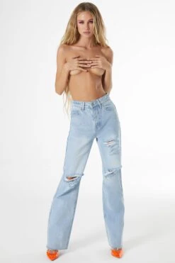 Ultra Distressed Wide Leg Jeans In Light Blue Wash 18 Ultra Distressed Wide Leg Jeans In Light Blue Wash -Glam Dress Store 4523 3 wear me out light wash ripped wide leg jeans