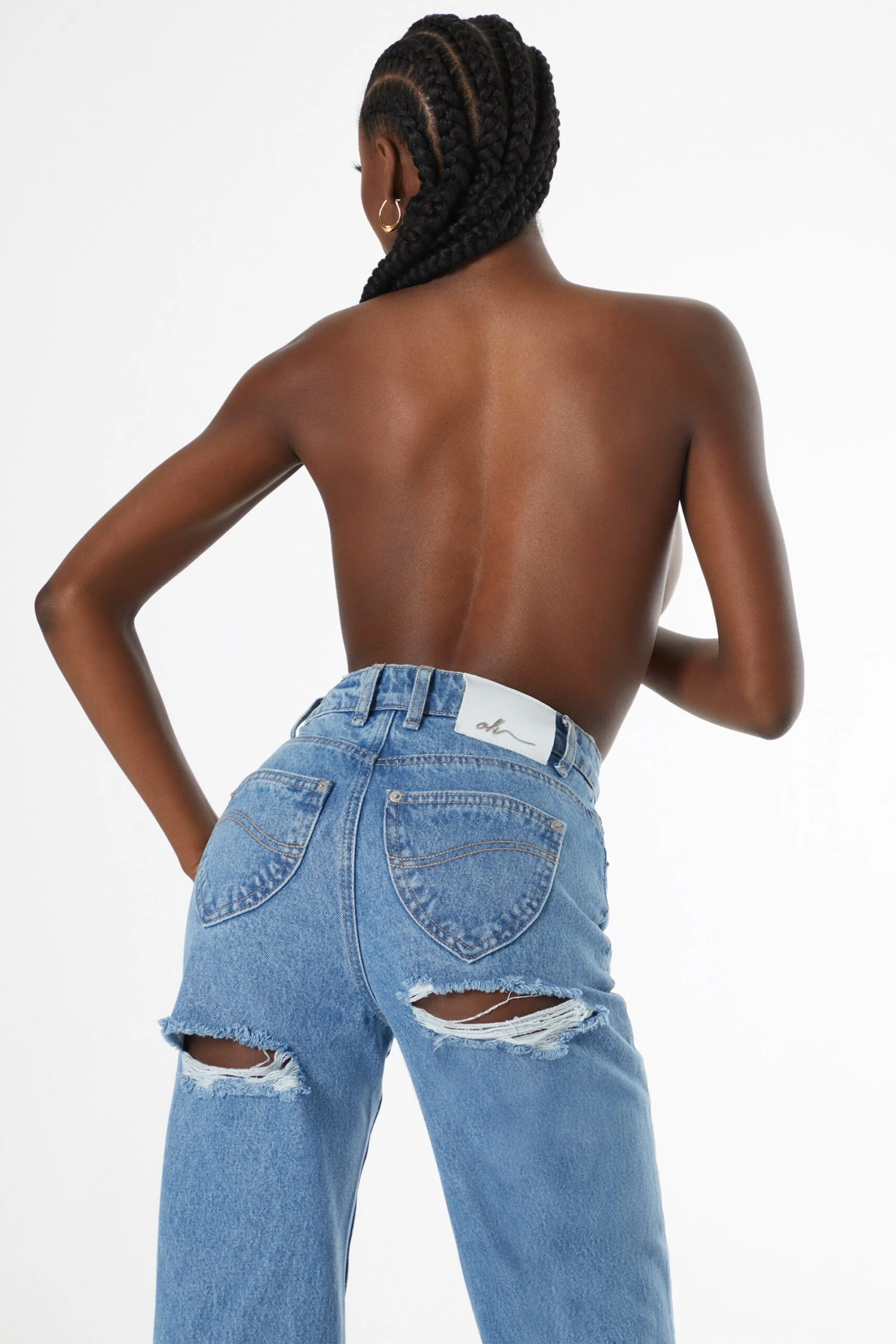 Tall Ultra Distressed Wide Leg Jeans In Medium Blue Wash 6 Tall Ultra Distressed Wide Leg Jeans In Medium Blue Wash - Image 4