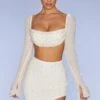 Embellished Cowl Neck Crop Top In Ivory 1 Embellished Cowl Neck Crop Top In Ivory -Glam Dress Store 4558 4567 11 La Desirade Ivory Ebellished Cowl Neck Crop Top Embellished Maxi Skirt