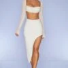 Embellished Maxi Skirt In Ivory 2 Embellished Maxi Skirt In Ivory -Glam Dress Store 4558 4567 2 La Desirade Ivory Ebellished Cowl Neck Crop Top Embellished Maxi Skirt