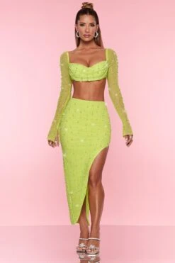 Embellished Cowl Neck Crop Top In Lime 14 Embellished Cowl Neck Crop Top In Lime -Glam Dress Store 4558 4567 6 La Desirade Bordeaux Lime Embellished Long Sleeve Top Split Midaxi Skirtcopy cdc59fa6 d340 482e 97d8 68a582cc5150