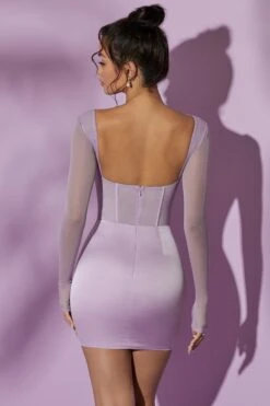 New Products -Glam Dress Store 4581 7 Lorient Lilac Satin Long Sleeve Mini Dress 6d883eca 9e32 42f0 a91b 520cef2f7068