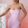 Bandeau Wrap Mini Dress In Pink 1 Bandeau Wrap Mini Dress In Pink -Glam Dress Store 4584 2 agape pink bandeau wrap mini dress 1
