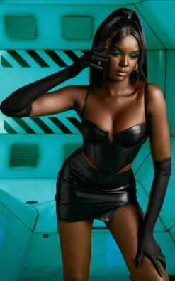 Faux Leather Corset Top In Black 16 Faux Leather Corset Top In Black -Glam Dress Store 4586 4724 7 something new black faux leather corset top mini skirt