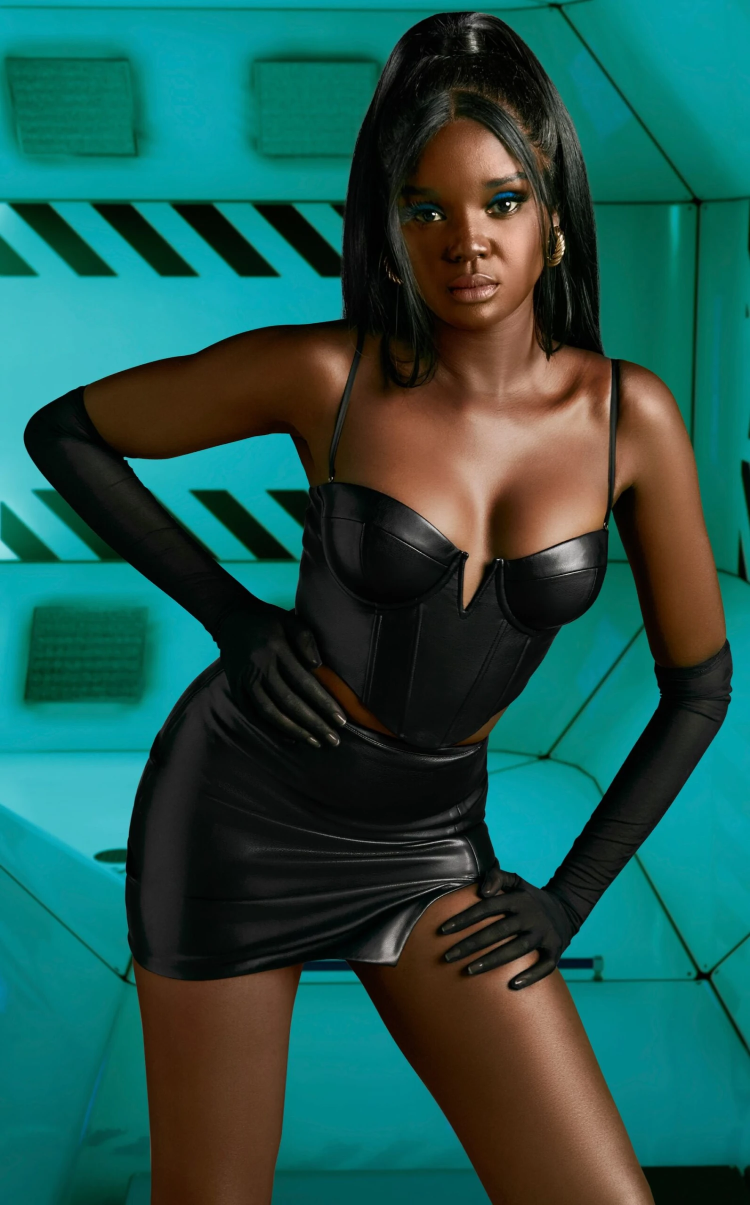 Faux Leather Corset Top In Black 10 Faux Leather Corset Top In Black - Image 8