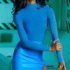 High Neck Mesh Bodysuit In Blue -Glam Dress Store 4591 4724 5 figure it out blue on my way thigh split faux