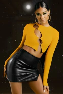 Asymmetric Long Sleeve Top In Yellow 15 Asymmetric Long Sleeve Top In Yellow -Glam Dress Store 4593 4 crash the party cutout long sleeved top