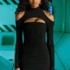 High Neck Cut Out Mini Dress In Black 2 High Neck Cut Out Mini Dress In Black -Glam Dress Store 4600 1 point of view black cut out mini dress