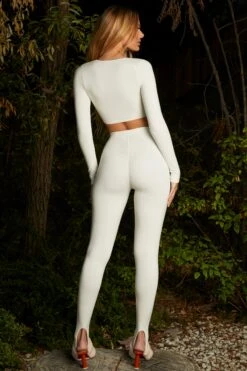 Stirrup Leggings In Ivory -Glam Dress Store 4621 4678 6 in form arch ivory long sleeve crop top high waist stirrup leggings