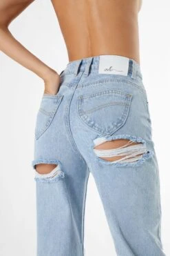 Ultra Distressed Wide Leg Jeans In Light Blue Wash 21 Ultra Distressed Wide Leg Jeans In Light Blue Wash -Glam Dress Store 46a knhg