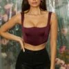 Curved Bust Bustier Crop Top In Wine 2 Curved Bust Bustier Crop Top In Wine -Glam Dress Store 4714 2 beloved wine pointed bust bustier corset top 1