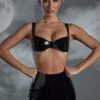 Vinyl Curved Cup Bra In Black -Glam Dress Store 4762 4 4763 Black Vinyl Curved Cup Bra Mini Shorts