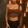 Corset Crop Top In Brown