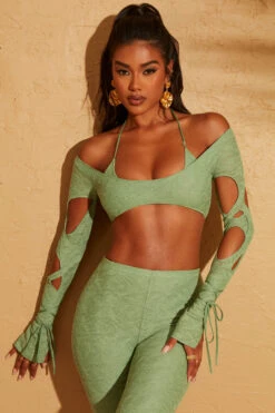 Cut Out Crop Top In Green