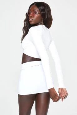 Ruched Cut Out Crop Top In Ivory 13 Ruched Cut Out Crop Top In Ivory -Glam Dress Store 5100 8 Ivory Keyhole Cut Out Ruched Topcopy