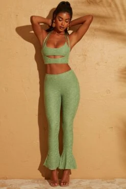 Lace Up Back Petite Trousers In Green -Glam Dress Store 5113 5095 16 Cream Double Layered Crop Top Lace Up Back Trousers 5e3e371c a74b 457a bf8a b953ad4dc7da