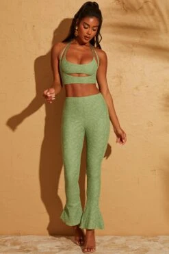 Lace Up Back Petite Trousers In Green -Glam Dress Store 5113 5095 17 Cream Double Layered Crop Top Lace Up Back Trousers 4e7963ea a725 4e19 825f 6a9ce52d46c9