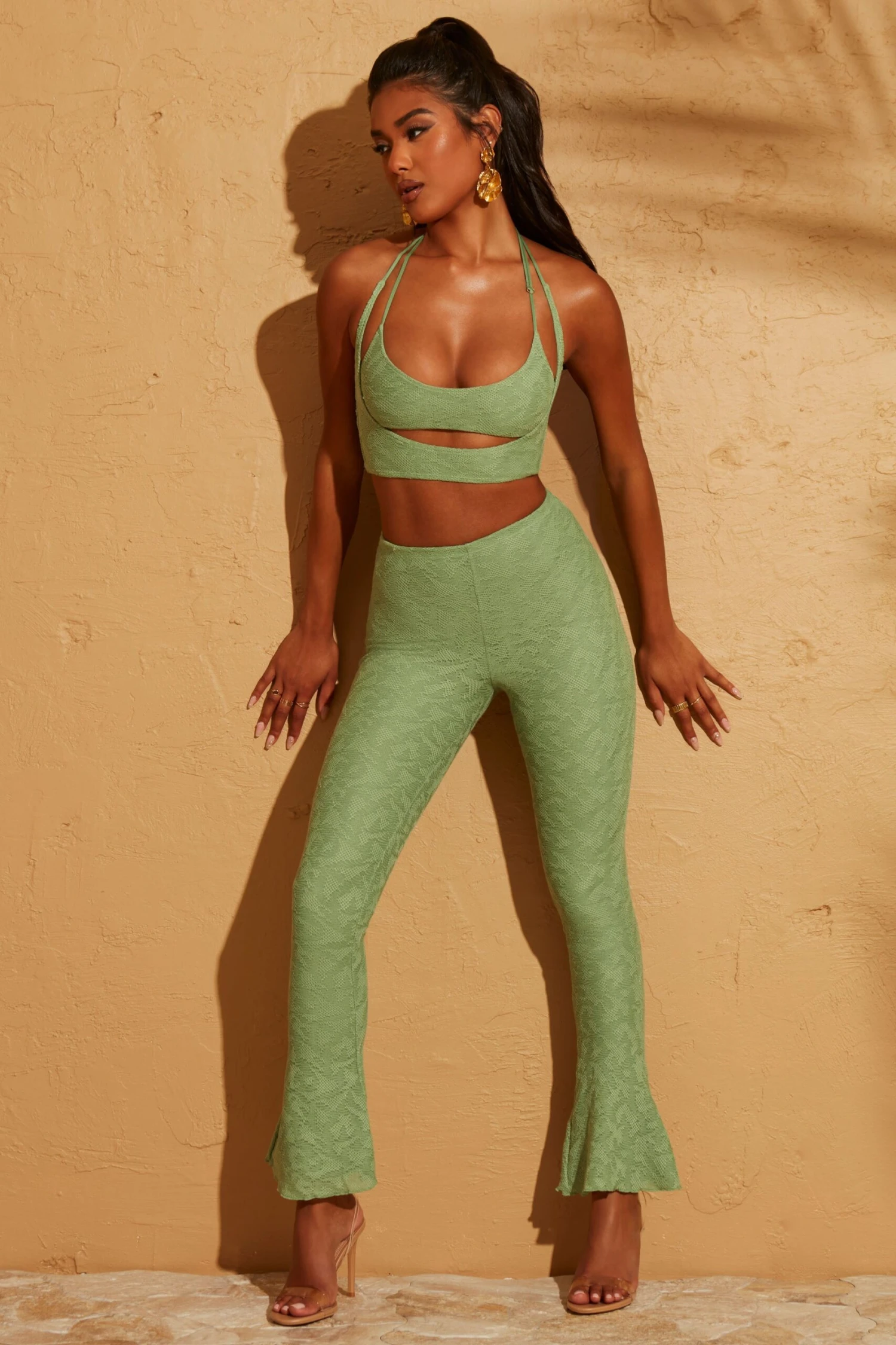 Double Layered Cut Out Crop Top In Green 20 Double Layered Cut Out Crop Top In Green - Image 18