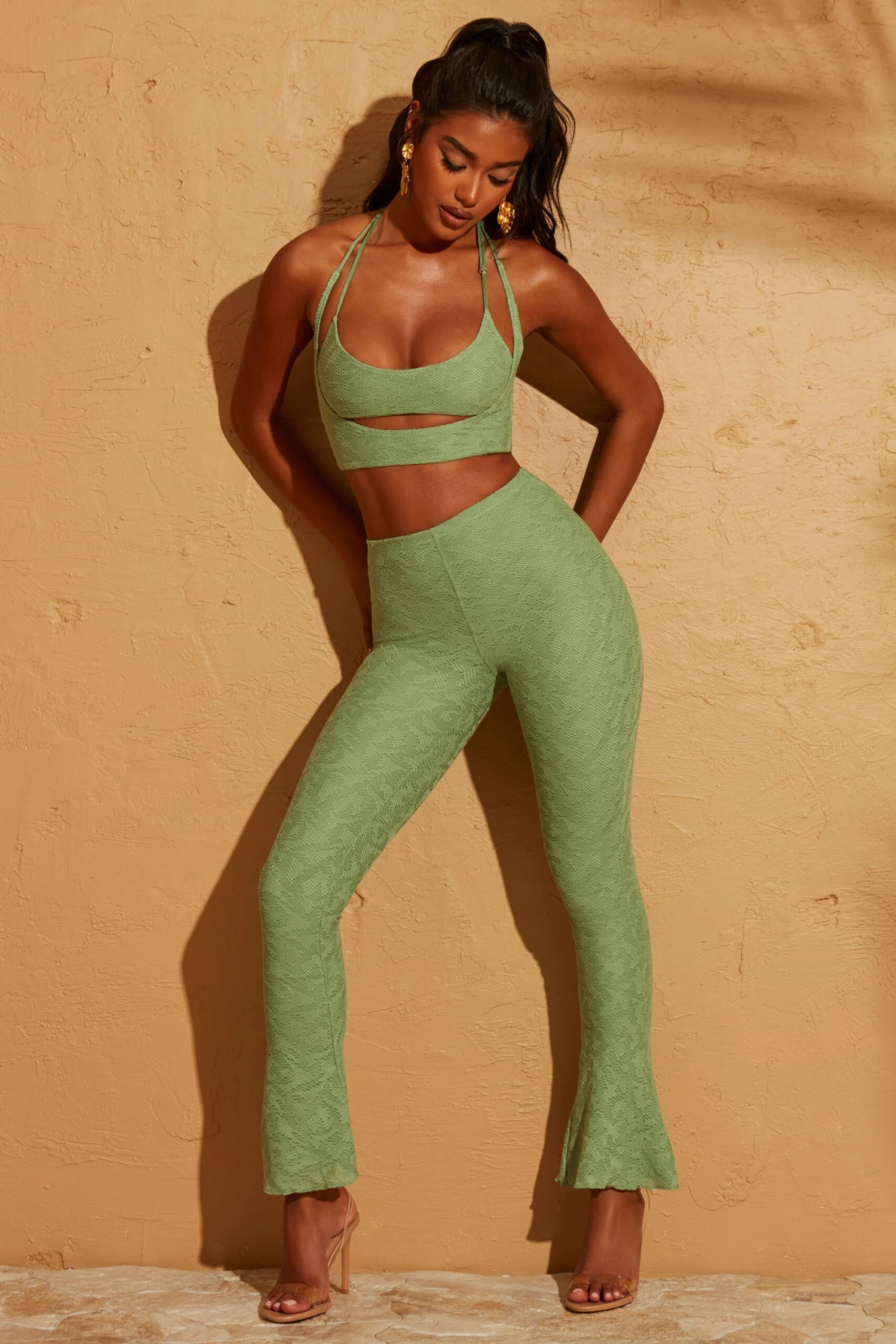 Double Layered Cut Out Crop Top In Green 21 Double Layered Cut Out Crop Top In Green - Image 19